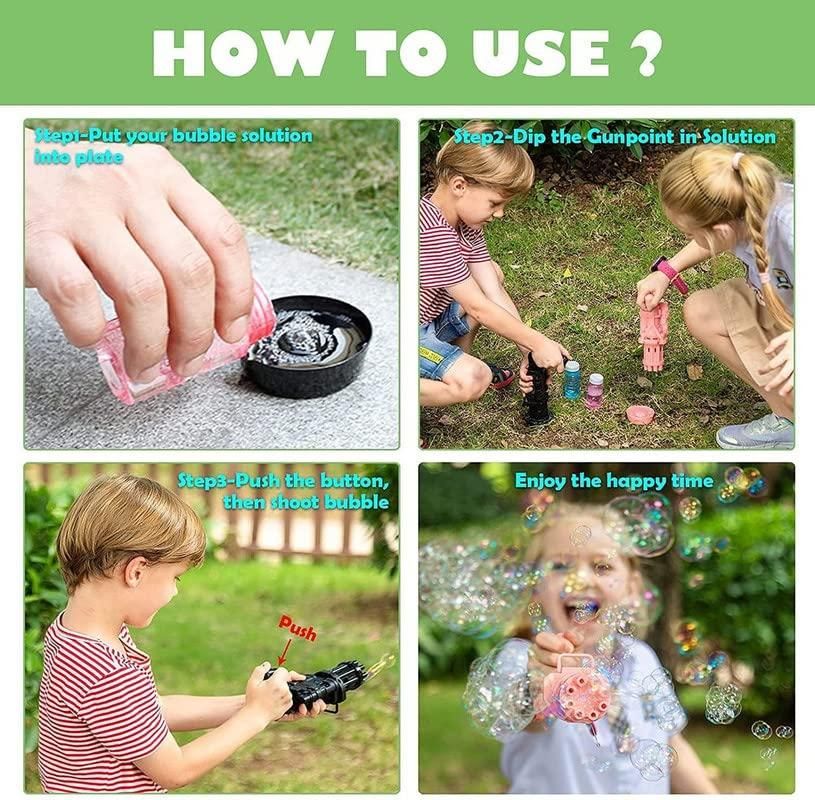 Bubble Gun –  8-Hole Gatling Bubble Blower Toy